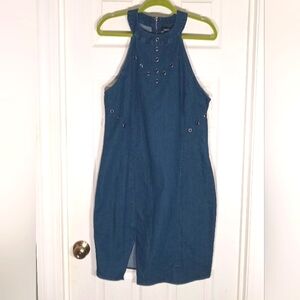 Halter midi Dress Denim sleeveless